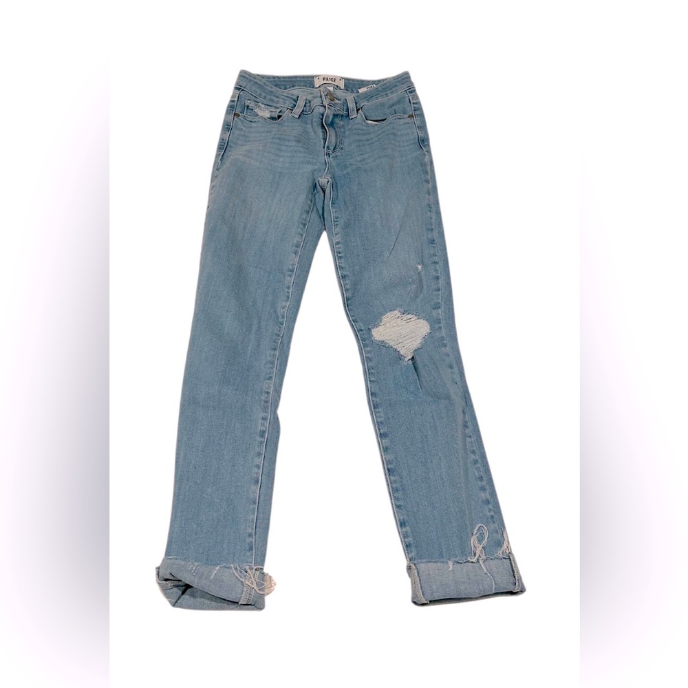 PAIGE Skyline Ankle Peg Relaxed Slim Jeans | Size 25 | Light Blue Wash
